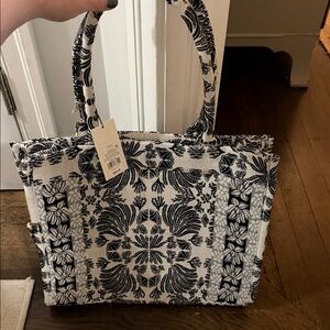 A New Day Black and White Patterned Tote